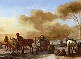Famous Horse Paintings - A Winter Landscape with Horse-Drawn Sleds
